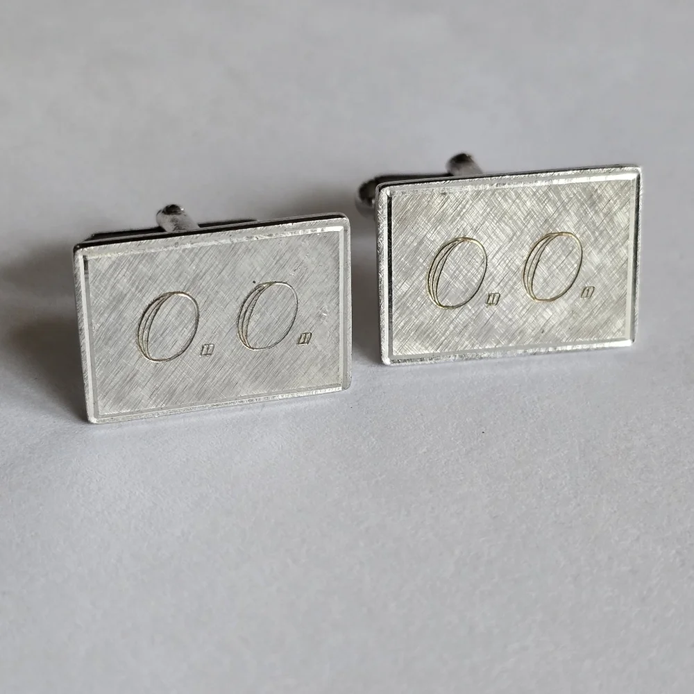 Vintage cuff links O.O. Monogram silver tone Anson cufflinks alphabet